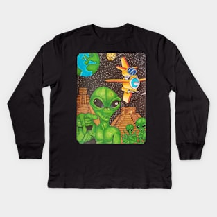 UFO Weird Alien World Kids Long Sleeve T-Shirt